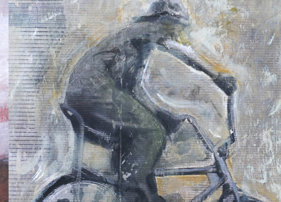 series (Bikes) Version 01 19 X 20  Oil paint, glaze oil pencil, on panel.